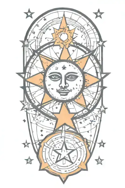 Spiritual And Psychedelic Moon And Stars Pattern In Graffiti And Sketch Style