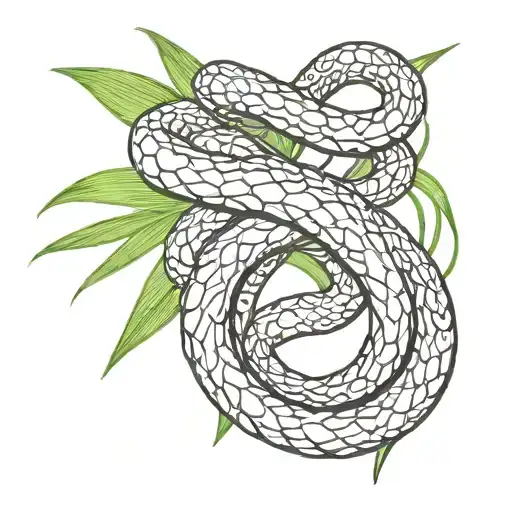 Palm Leaf Intertwined With A Snake