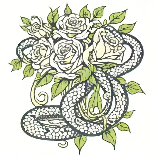 Bouquet Of Flowers Intertwined With A Snake