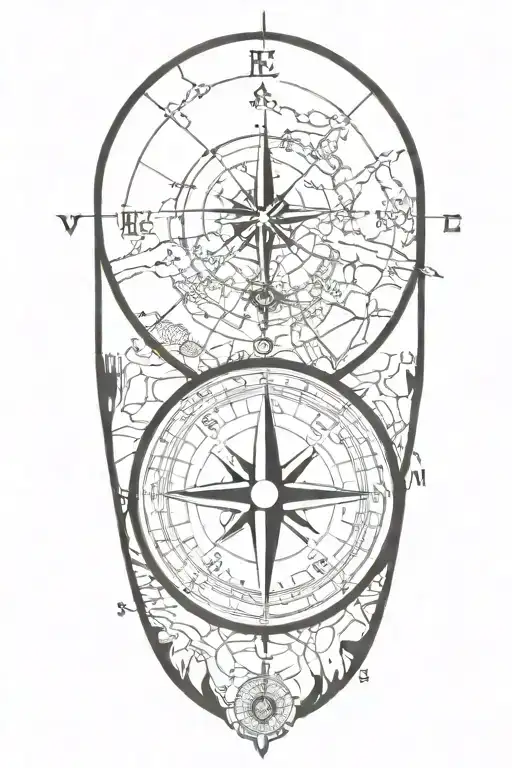 Compass And Map Featuring European Landmarks