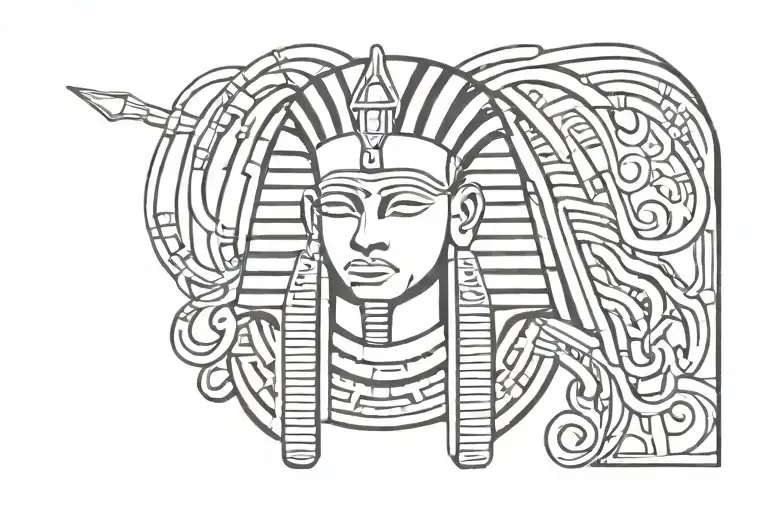 Egyptian God With Dreadlocs Tattoo Design