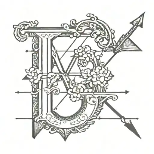 Letter V Pierced Horizontally By An Arrow