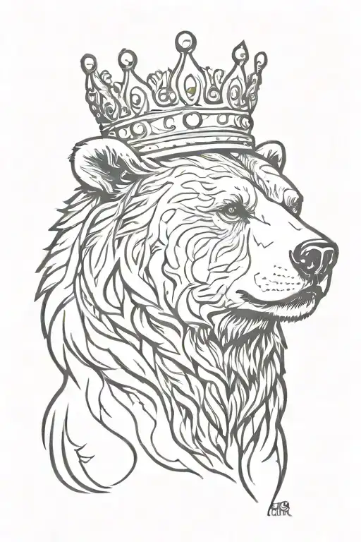 Regal Bear Wearing A Crown