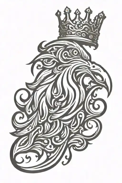 Eagle Royal Flourish Wearing Crown