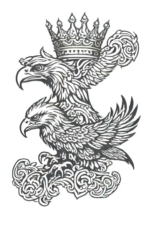 Eagle Royal Flourish Wearing Crown