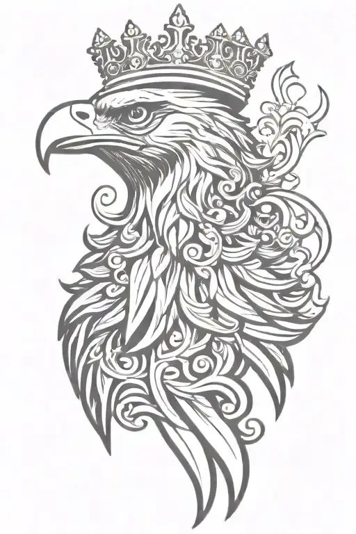 Eagle Royal Flourish Wearing Crown