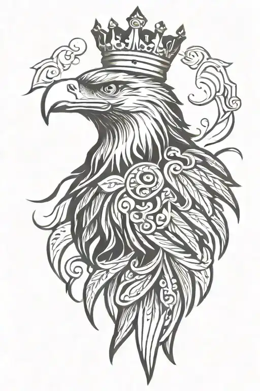 Eagle Royal Flourish Wearing Crown