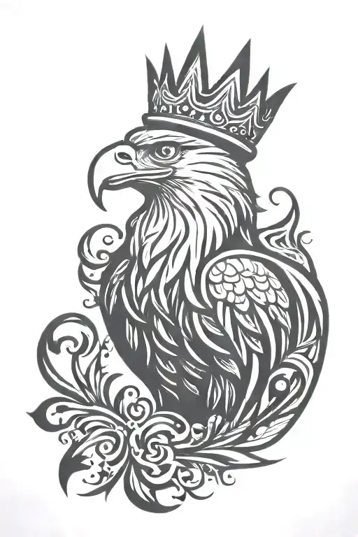 Eagle Royal Flourish Wearing Crown