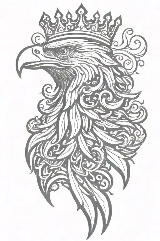 Eagle Royal Flourish Wearing Crown