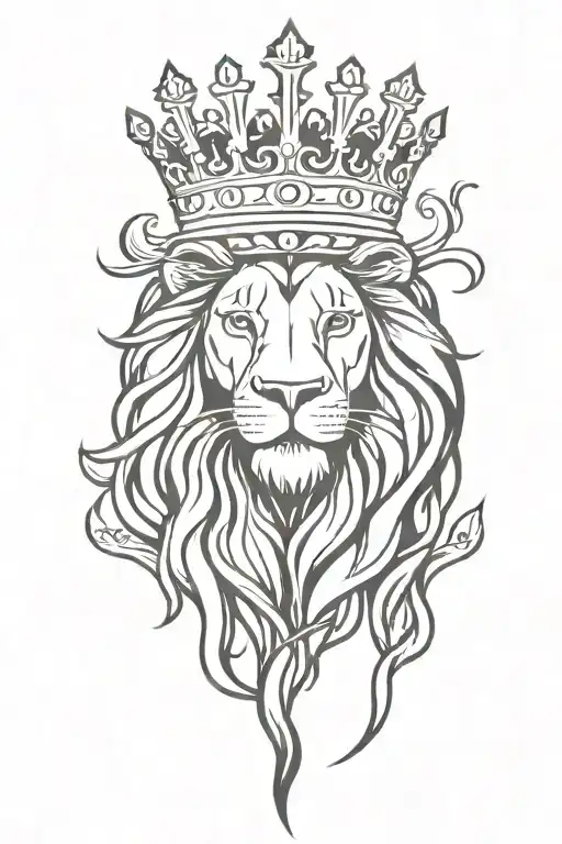 Lion Royal Flourish Wearing Crown
