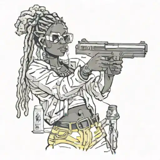 Young Thug Girl Holdin Up A Gun
