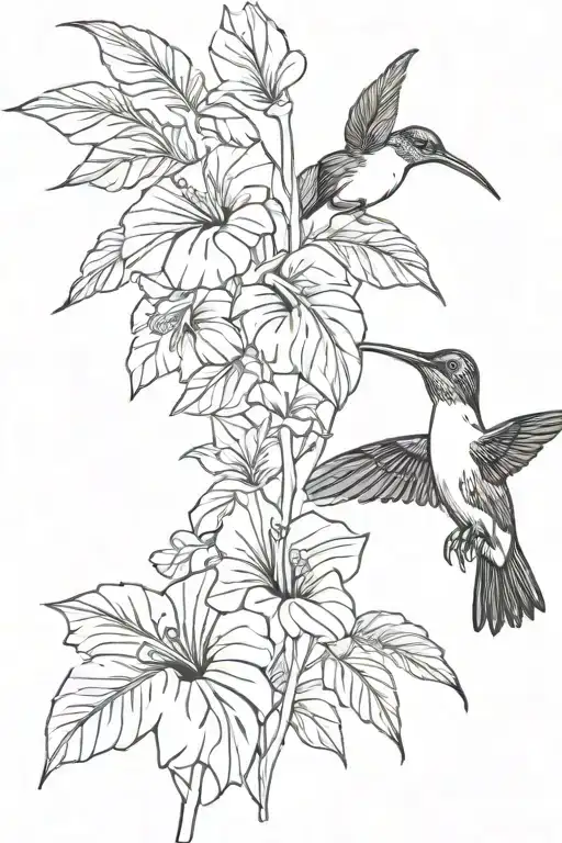 Humming Bird Flowers Monstera Plant