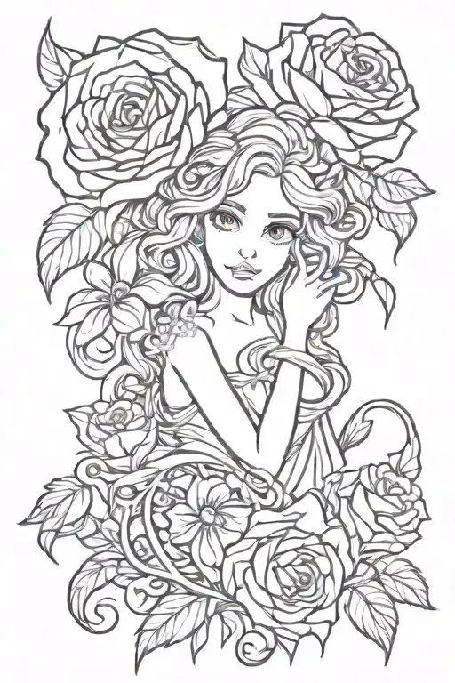 Tangled Flower With Belles Rose