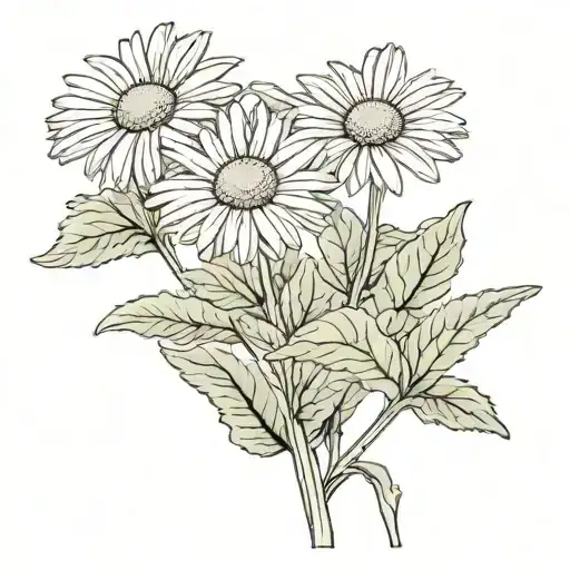 Daisy And Leaves Growing