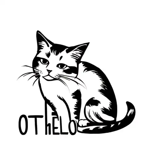 Plume And Cat With Written Othello