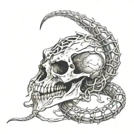 Metal Snake In Goat Skull