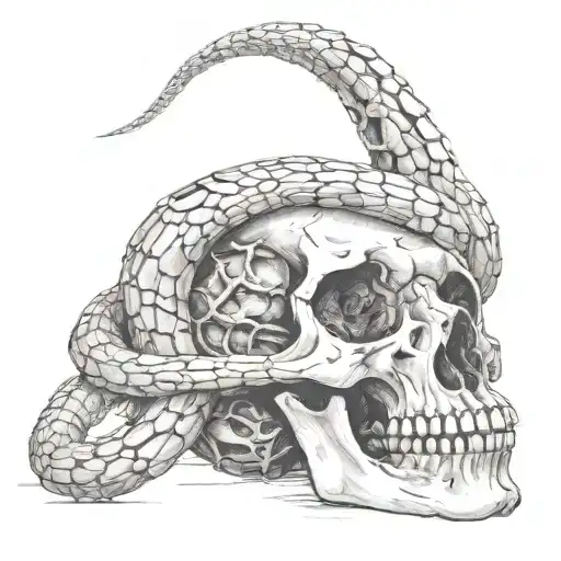 Metal Snake In Goat Skull