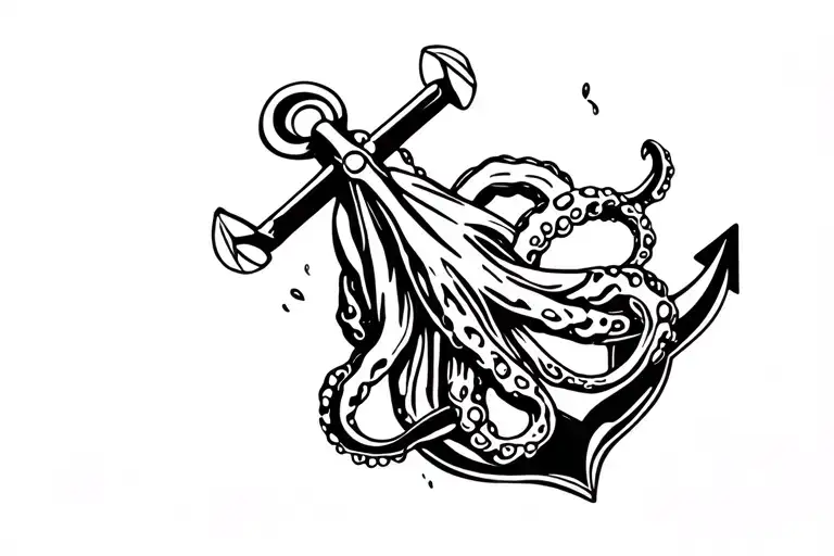 Octopus Wrapped Around An Anchor