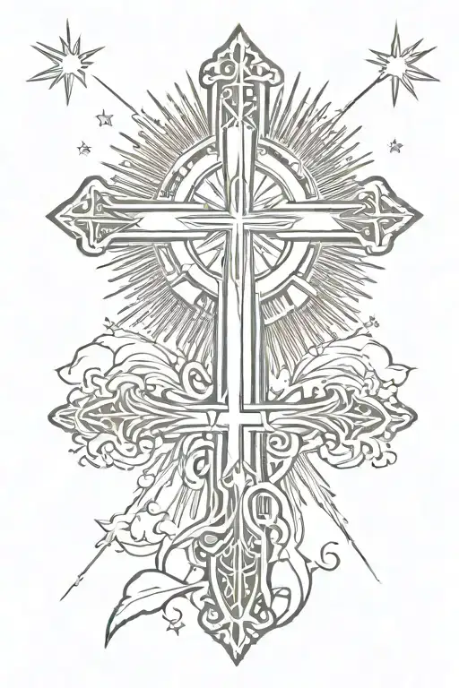 Christian Cross With Filipino Star And Sun In The Middle Of The Cross