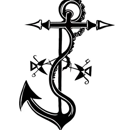 A Tattoo Made Up Of An Anchor Of A Salamander Compass