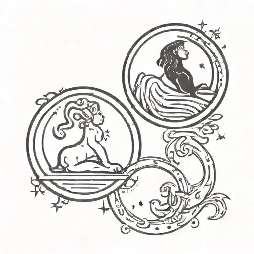 Leo And Libra Signs On Sun An Moon Silluethe