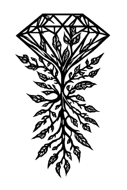 Dimond With Roots Leaves Growing