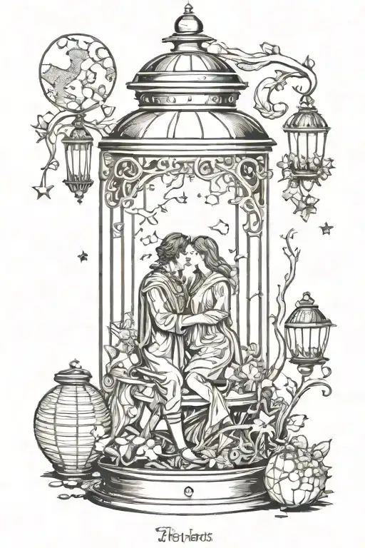 The Lovers Tarot Card Lantern