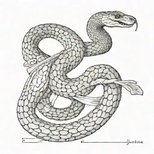 A Snake Curled Around A Greek Ziphos Blade