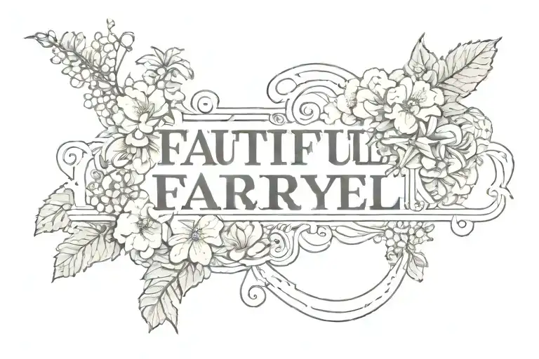 Words Faithful In Prayer Written Inside A Banner Surrounded By Clouds And Flowers