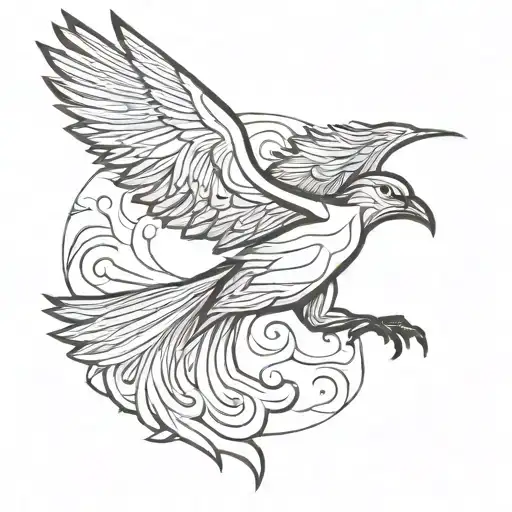 Woman On A Big Bird Flying