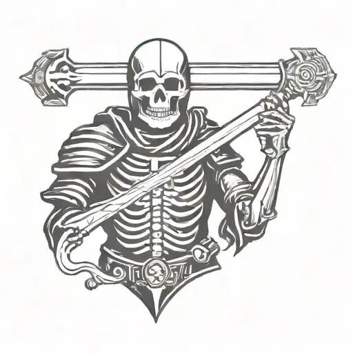 Skeleton In Knight Holding A Sword