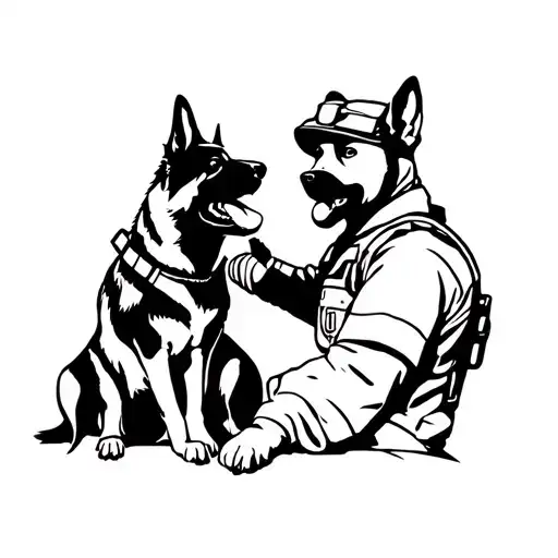 Combat Dog Handler And German Shepperd