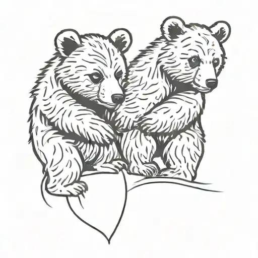 2 Bear Cubs Hug Each Other