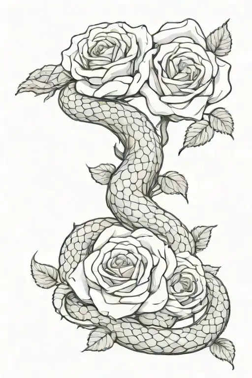 Roses Blooming Snake Wrapped