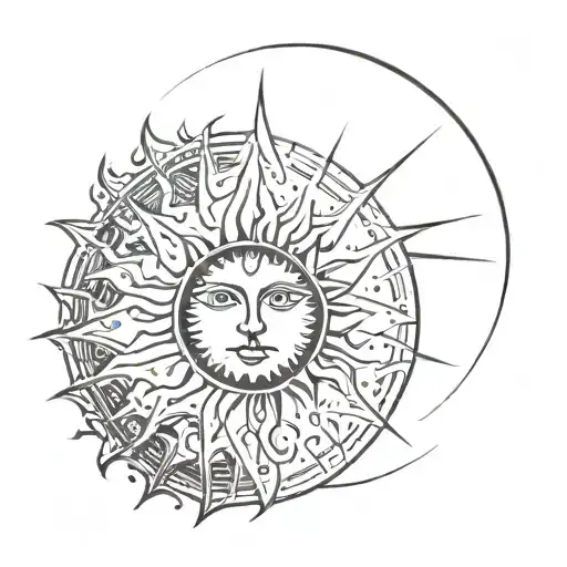 Sun And Moon Tatoo Representing Two Sidesn