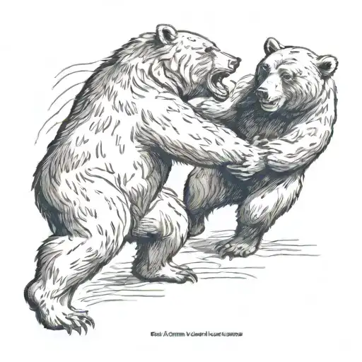 Lithograph Bear Fight