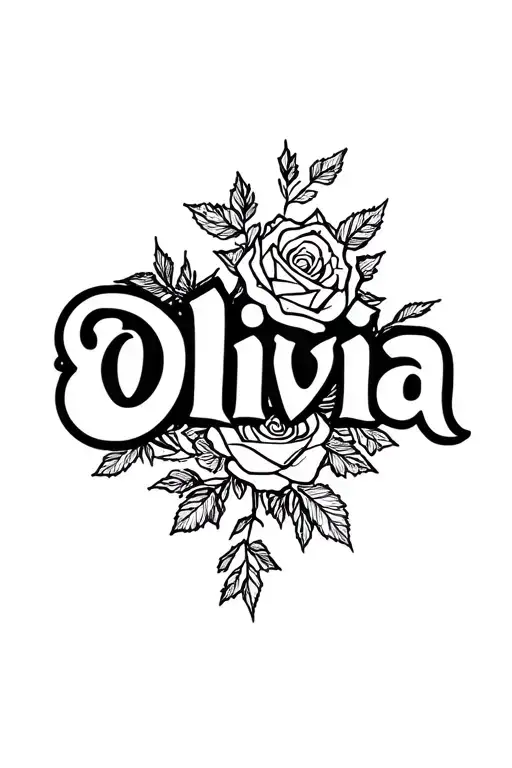 Roses And Vines Around The Word Olivia