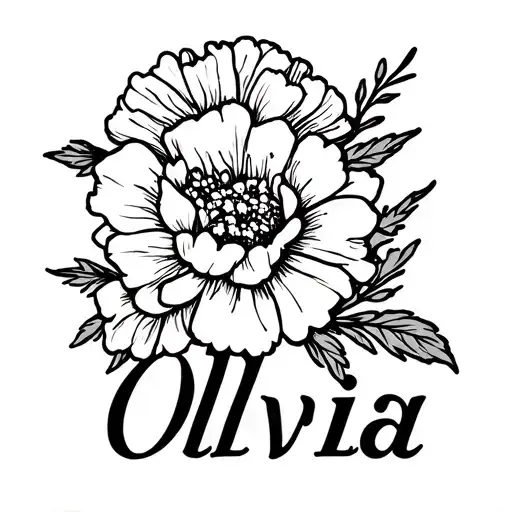 Carnation Flowers Wrapped Around The Word Olivia