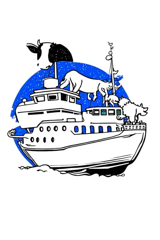 Black And White Cow Driving Ship Abducting Lisa Simpson With Blue Galaxy Background
