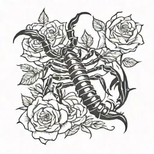 Scorpion And Roses With Thorns