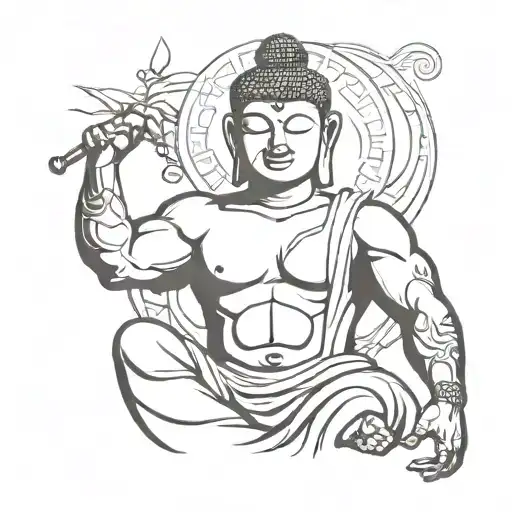 Buddha As A Bodybuilder Flexing Their Muscles
