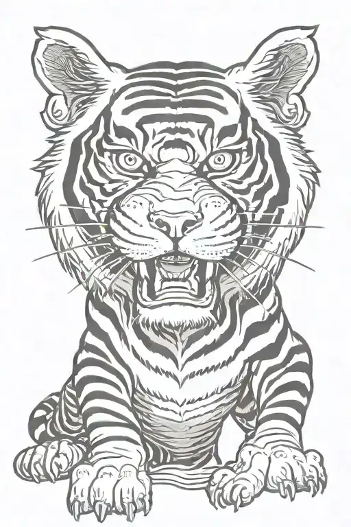 Japanese Tiger With A Hanya Mask