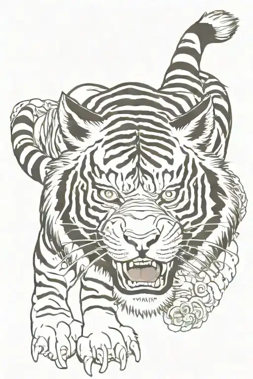 Japanese Tiger With A Hanya Mask