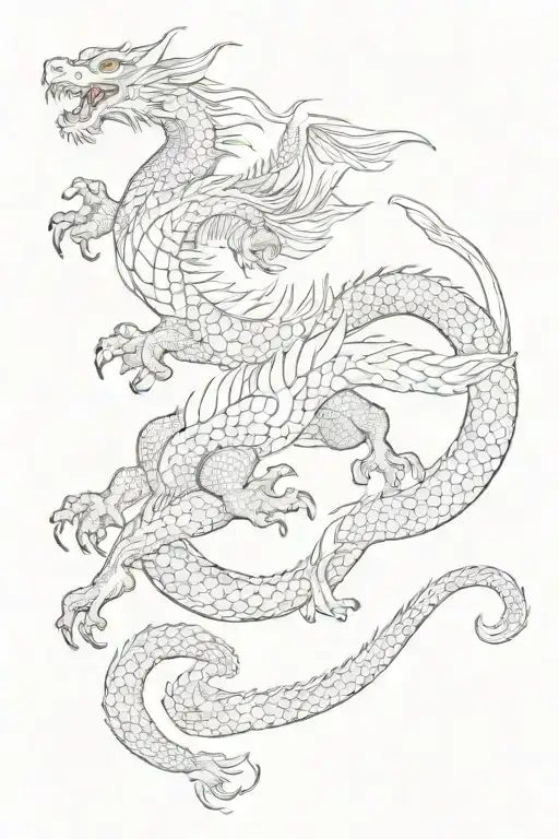 Japanese Dragon Flying Down