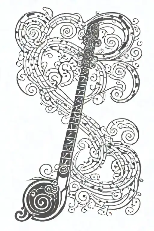 I Want A Tattoo That Incorporates A Sword And Treble Clef And Other Musical Elements