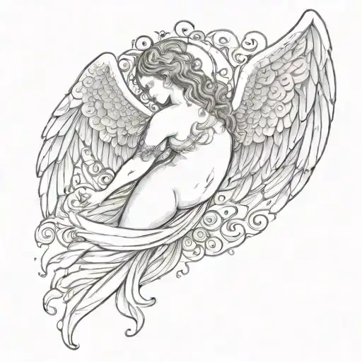 Back Tatto Of A Guardian Angel Protecting My Back