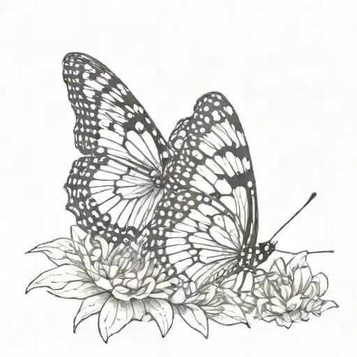 Butterfly With Half Wing Mbeing The Aster Flower And I Want The Number For Incorporaed In It