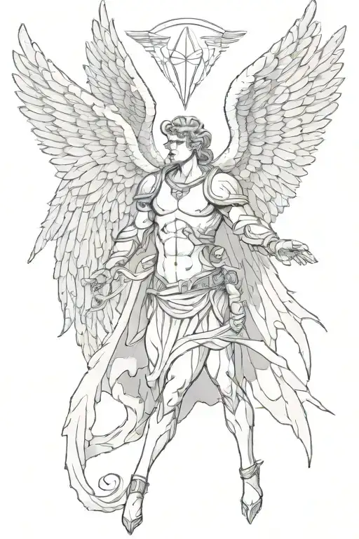 Male Guardian Angel With Big Wings And A Male Guardian Devil