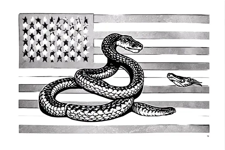 Rattle Snake American Flag Don't Tread On Me All