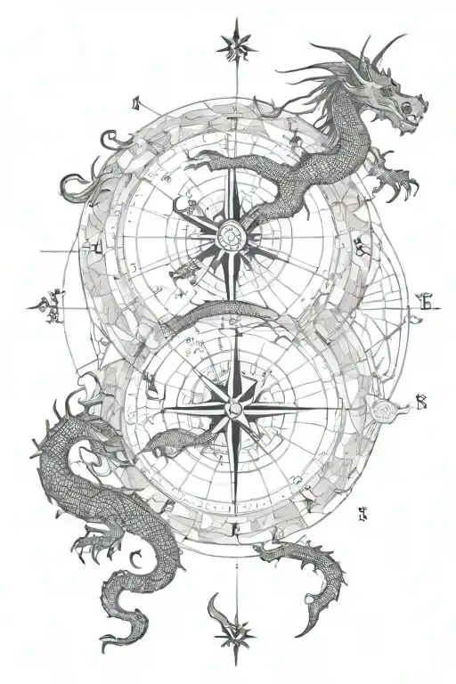 Pattern Map Compass Dragon